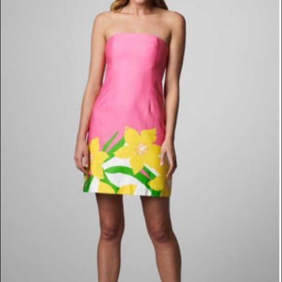 Lilly Pulitzer Dresses & Skirts - LILLY PULITZER: Pink with jonquils strapless dress